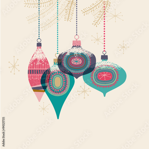 Vintage Christmas baubles, eps10 vector