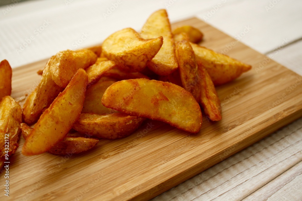 Roasted potatoes on the desk