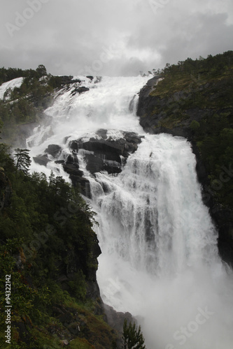Waterfall in Husedalen valley in Hardangervidda national park  Norway