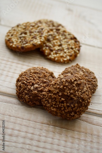 Cookies with sesame seeds, cookie crumbs