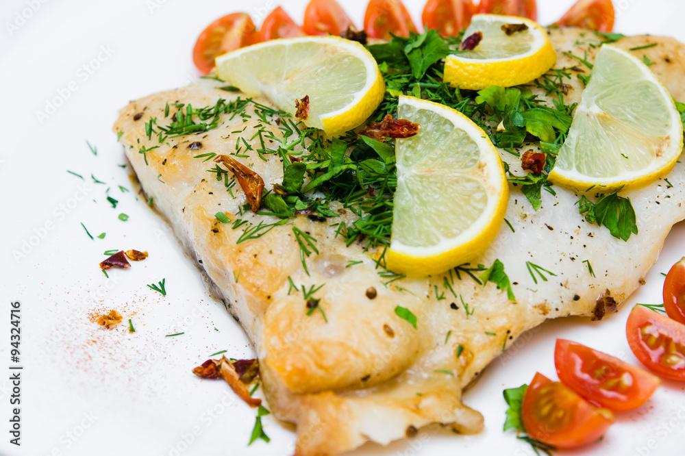 grilled fish with vegetables and cream sauce grilled fish with vegetables and cream sauce