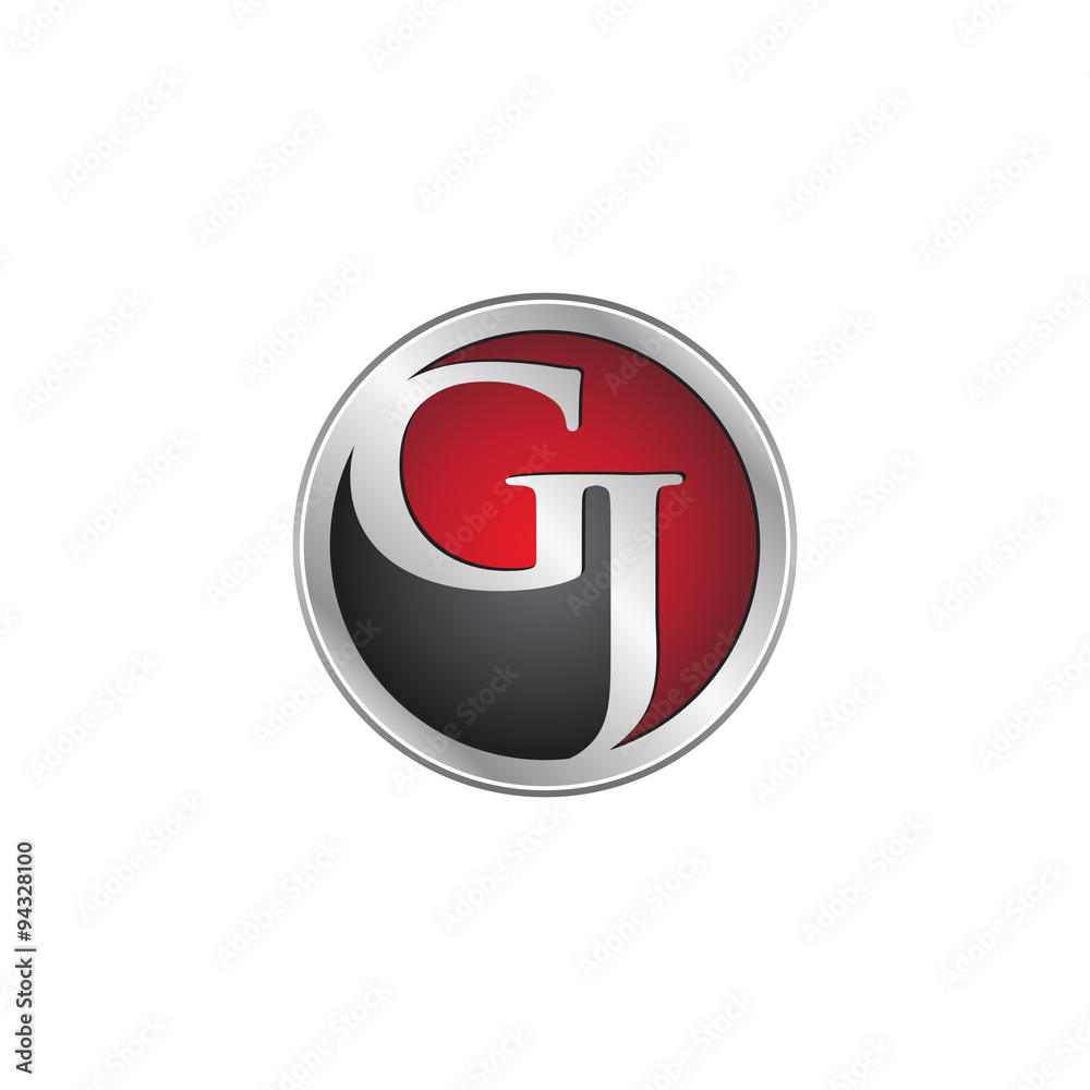 GJ initial circle logo red GJ initial circle logo red