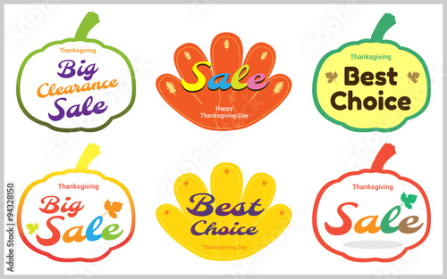 Set of happy thanksgiving sale tag label sticker in vector