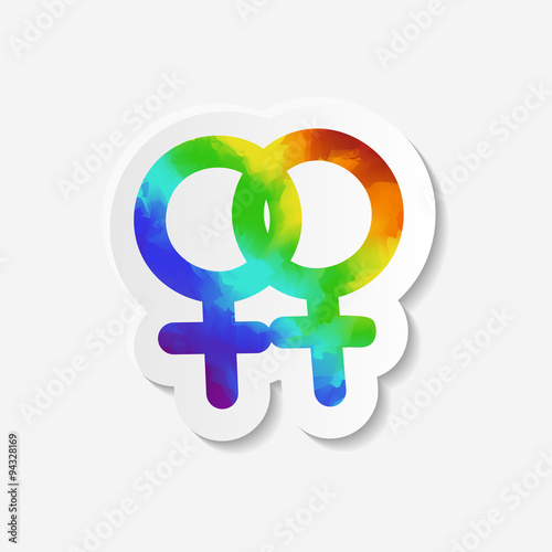 Gender identity icon. Lesbian symbol. Sticker with watercolor effect. Vector illustration.