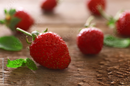 Sweet strawberry on wooden background