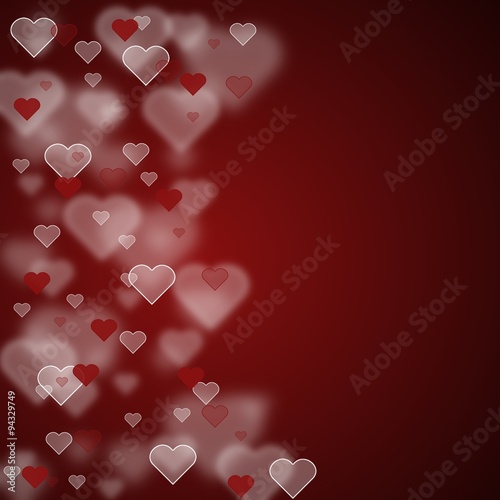 White and red bokeh hearts