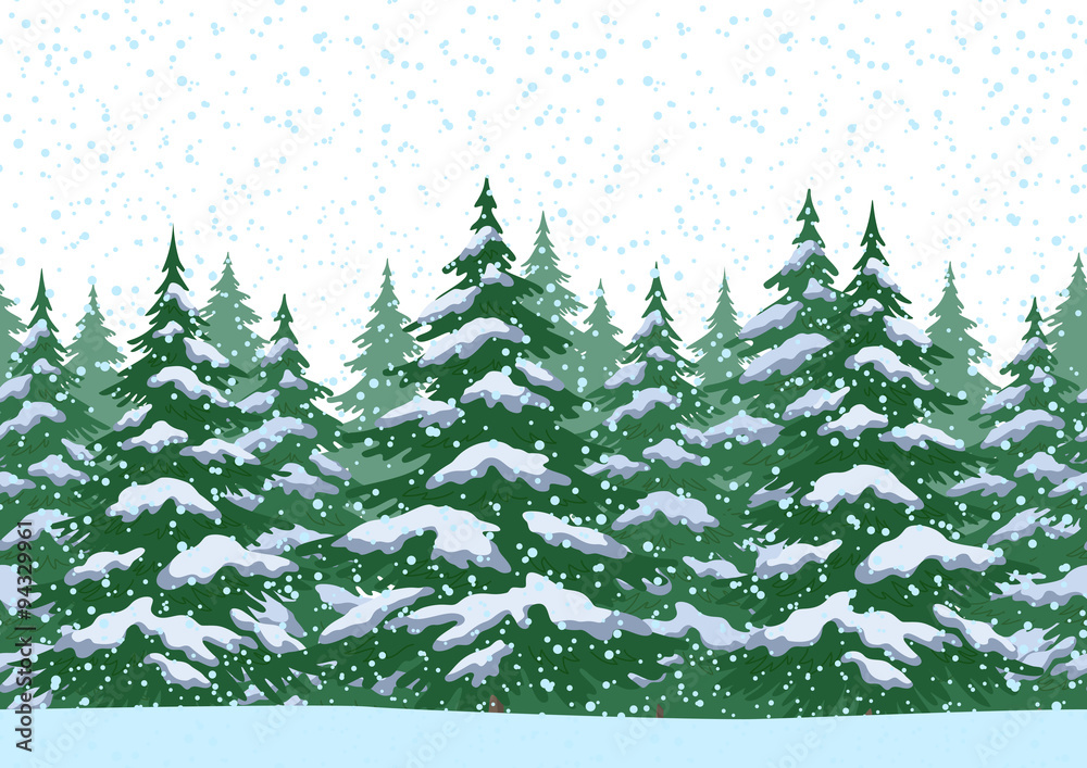 Obraz Seamless Christmas Forest Landscape