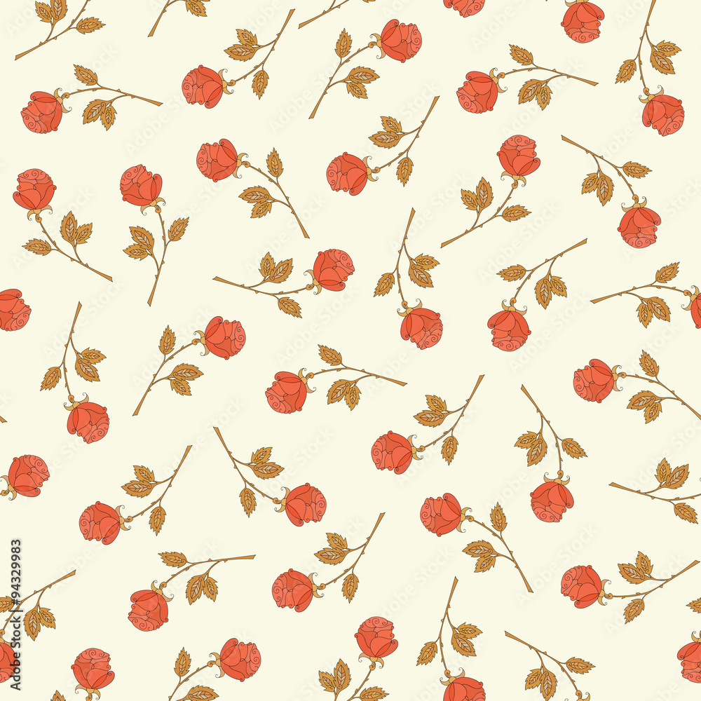 custom made wallpaper toronto digitalHand-drawn seamless retro pattern with roses. Background for web pages, wedding invitations, save the date cards. Flower vector illustration.