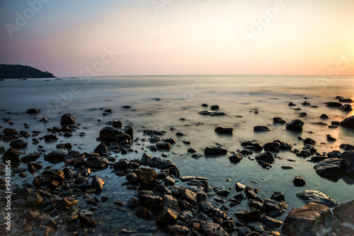 View of rocky coast on the idyllic iland Koh Chang in Thailand. Long exposure © imagesbystefan