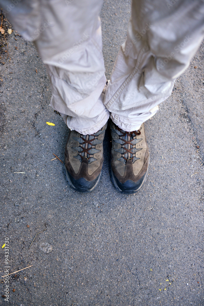 Man's legs on the road