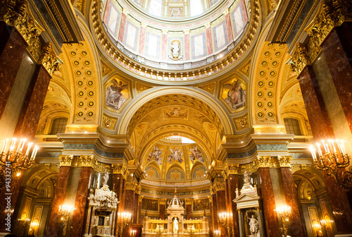 Inside of St Stephen's Basilica, Budapest.