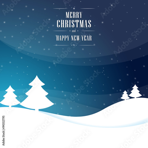 Christmas vector dark blue background with trees  snowflakes stars and wishes