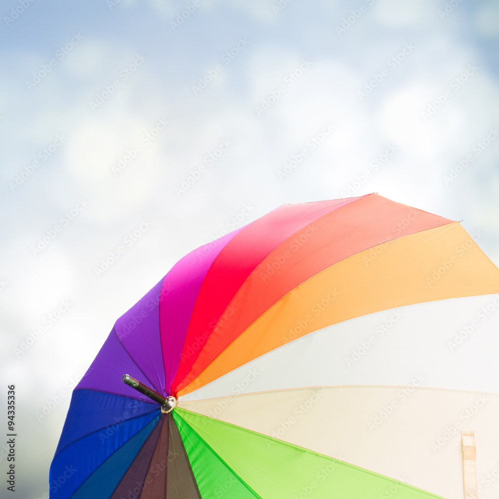 Open rainbow umbrellas 
