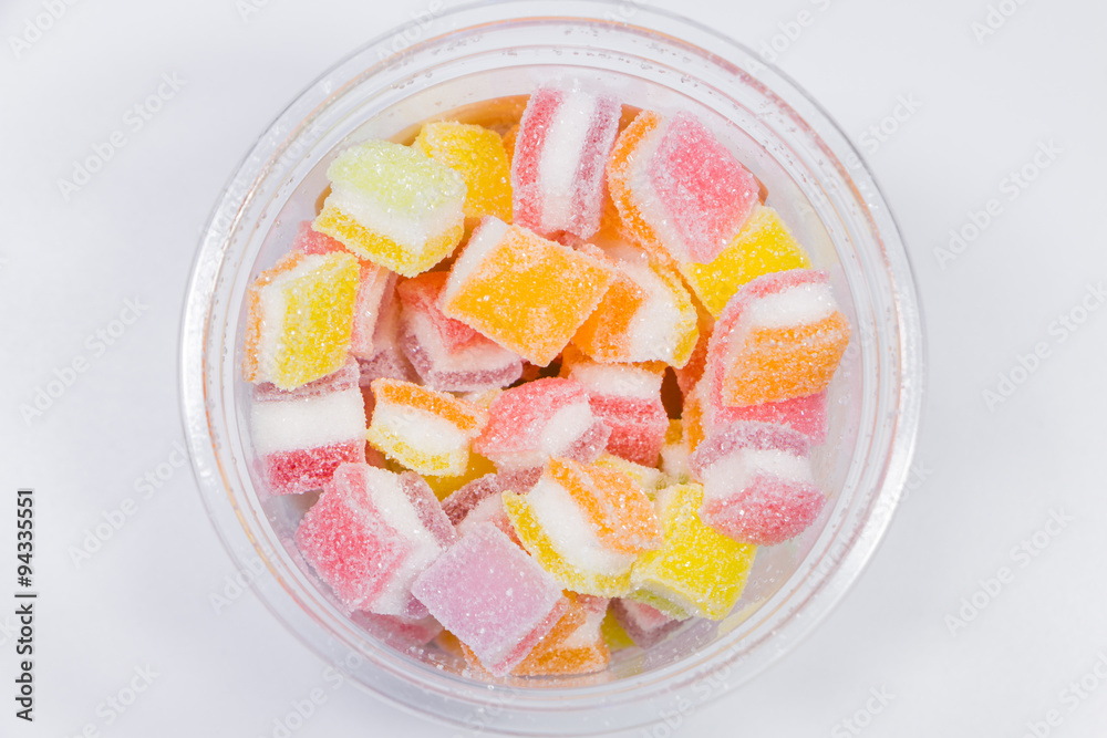Colorful Gummy candy rainbow on white background Colorful Gummy candy rainbow on white background