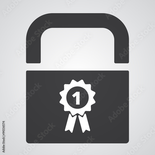 White Prize Ribbon icon on black pad lock