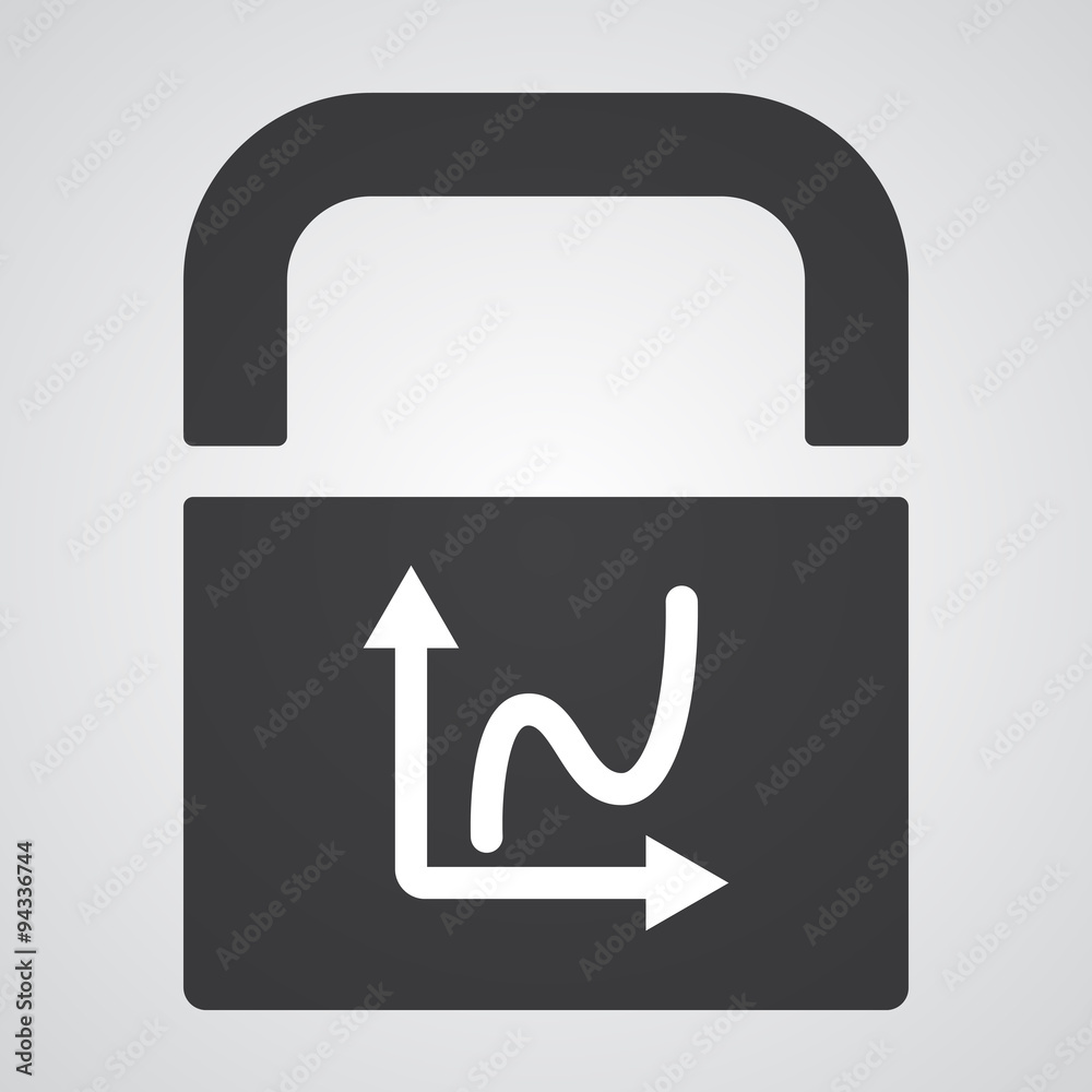 White Graph icon on black pad lock White Graph icon on black pad lock