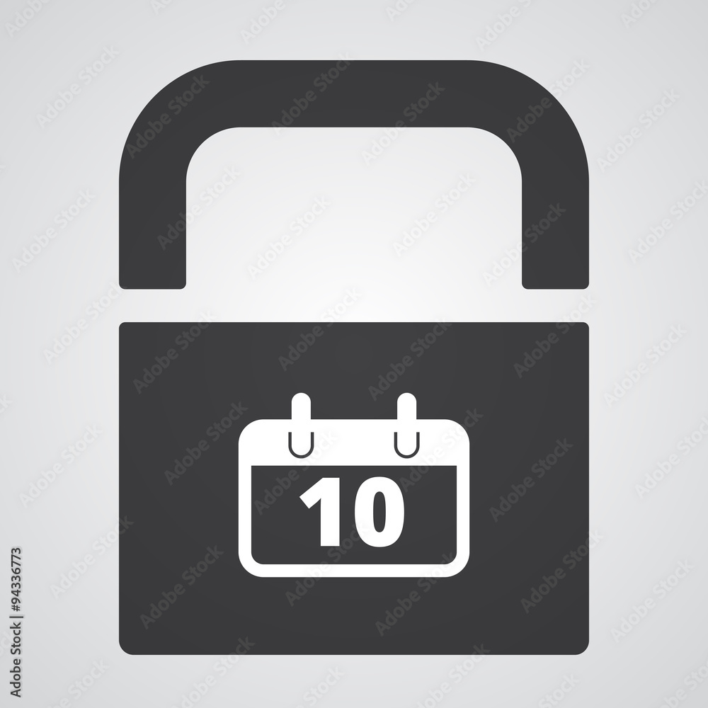 White Calendar icon on black pad lock White Calendar icon on black pad lock