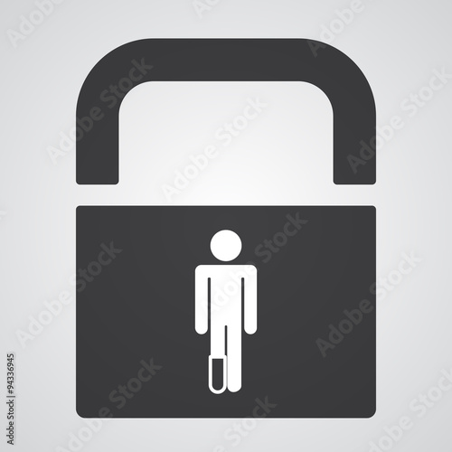 White Foot icon on black pad lock