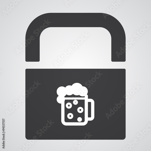 White Beer icon on black pad lock