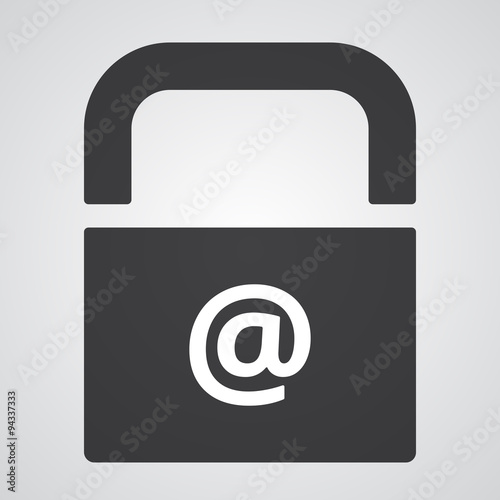White E-Mail icon on black pad lock