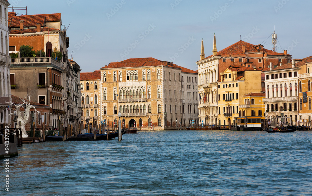Venice, houses on piles built lengthways the Grand Canal
