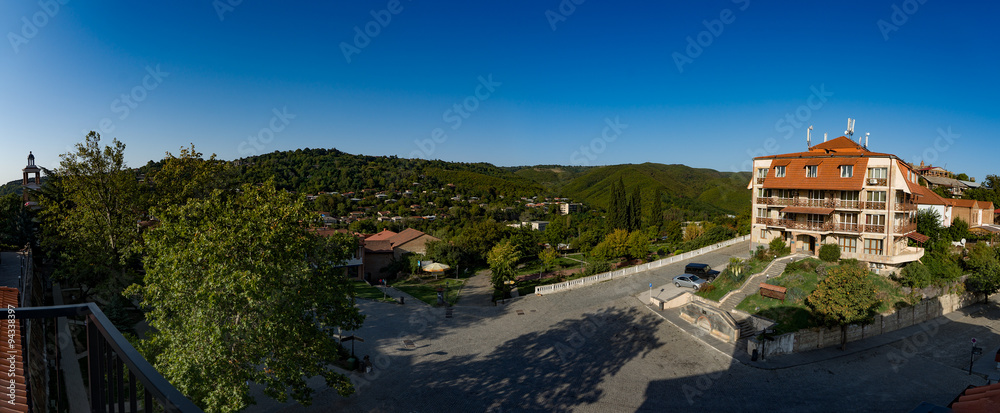 Wide panorama of the Sighnaghi from the hotel Kabadoni, Sighnaghi, Georgia