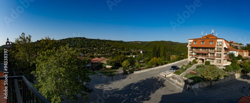 Wide panorama of the Sighnaghi from the hotel Kabadoni, Sighnaghi, Georgia © bongiozzo