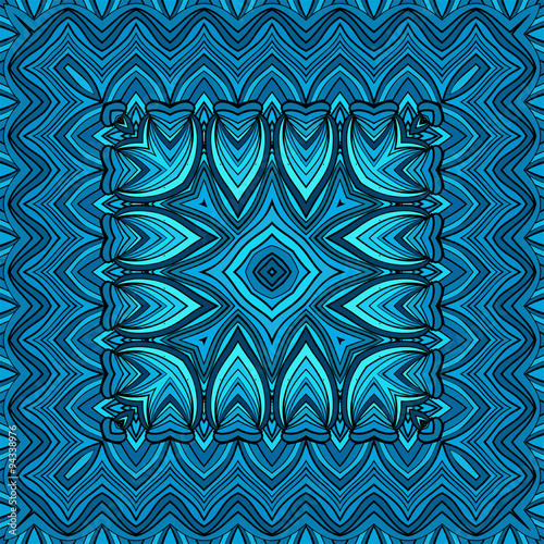 bandanna with geometric elements in blue tones, vector illustration