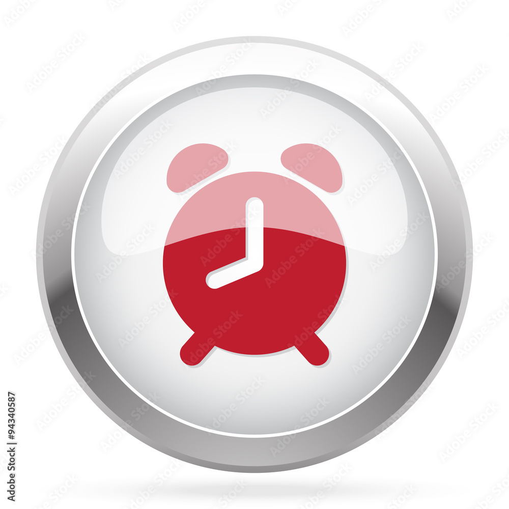 Red Alarm Clock icon on chrome web button Red Alarm Clock icon on chrome web button
