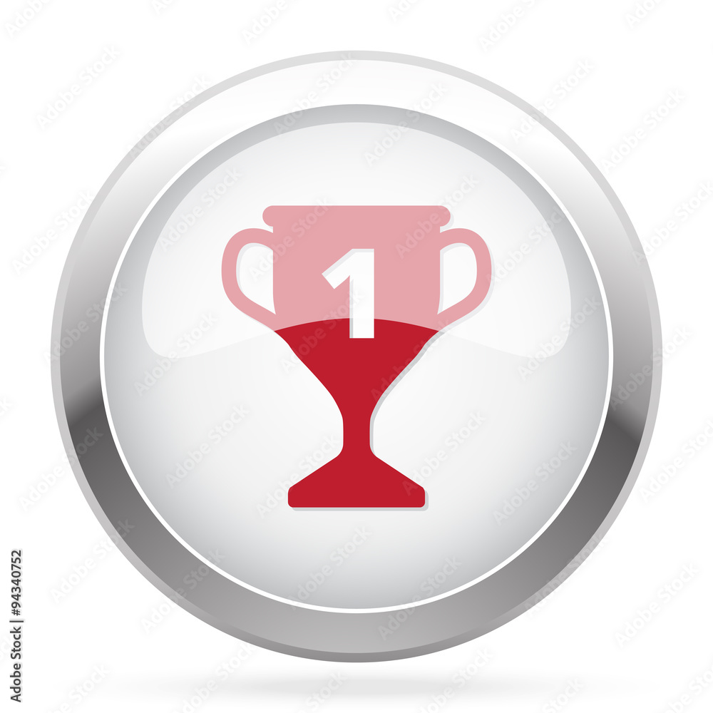 Red Trophy icon on chrome web button Red Trophy icon on chrome web button
