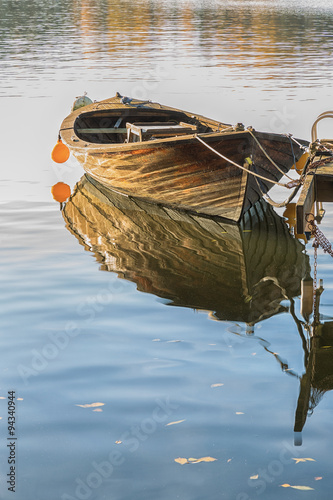 Traditional wooden rowboat ...