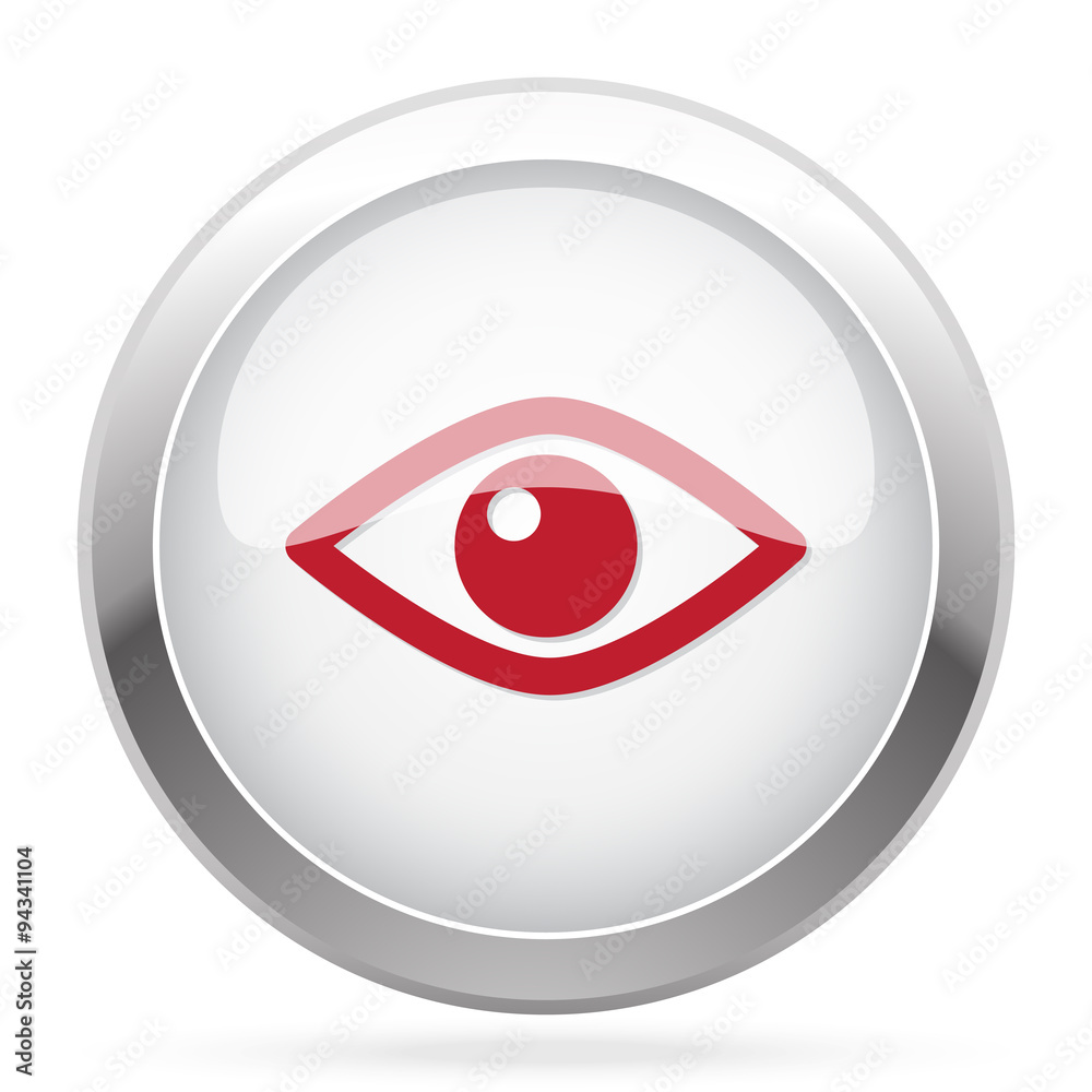 Obraz premium Red Eye icon on chrome web button