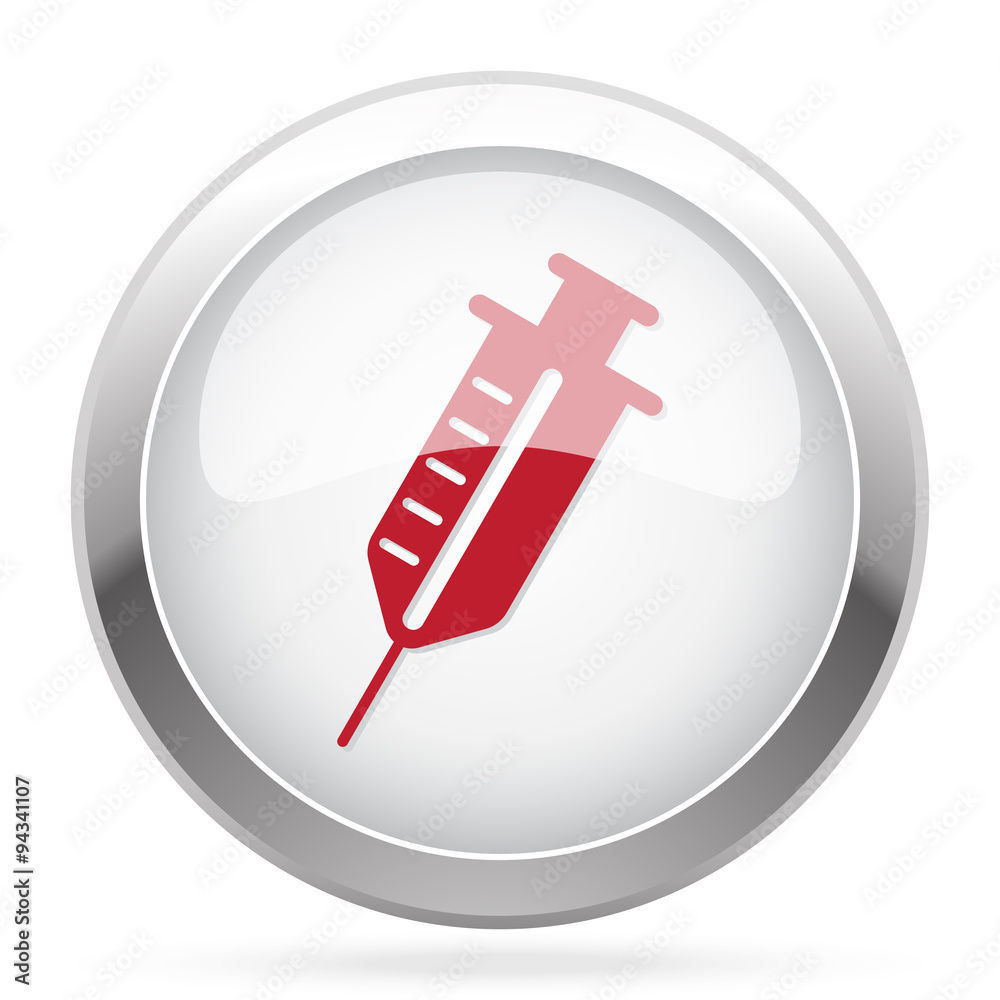 Red Syringe icon on chrome web button Red Syringe icon on chrome web button