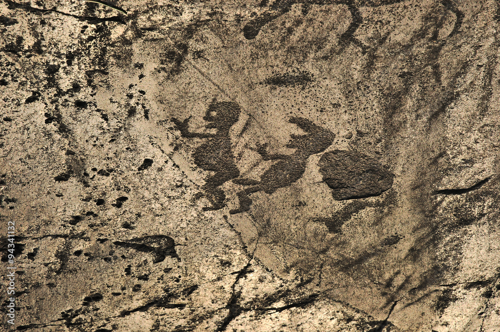 A scene of the sex. Neolithic rock drawings. Peri Nos cape, Onego Lake, Russia