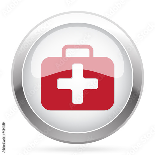 Red First Aid Kit icon on chrome web button
