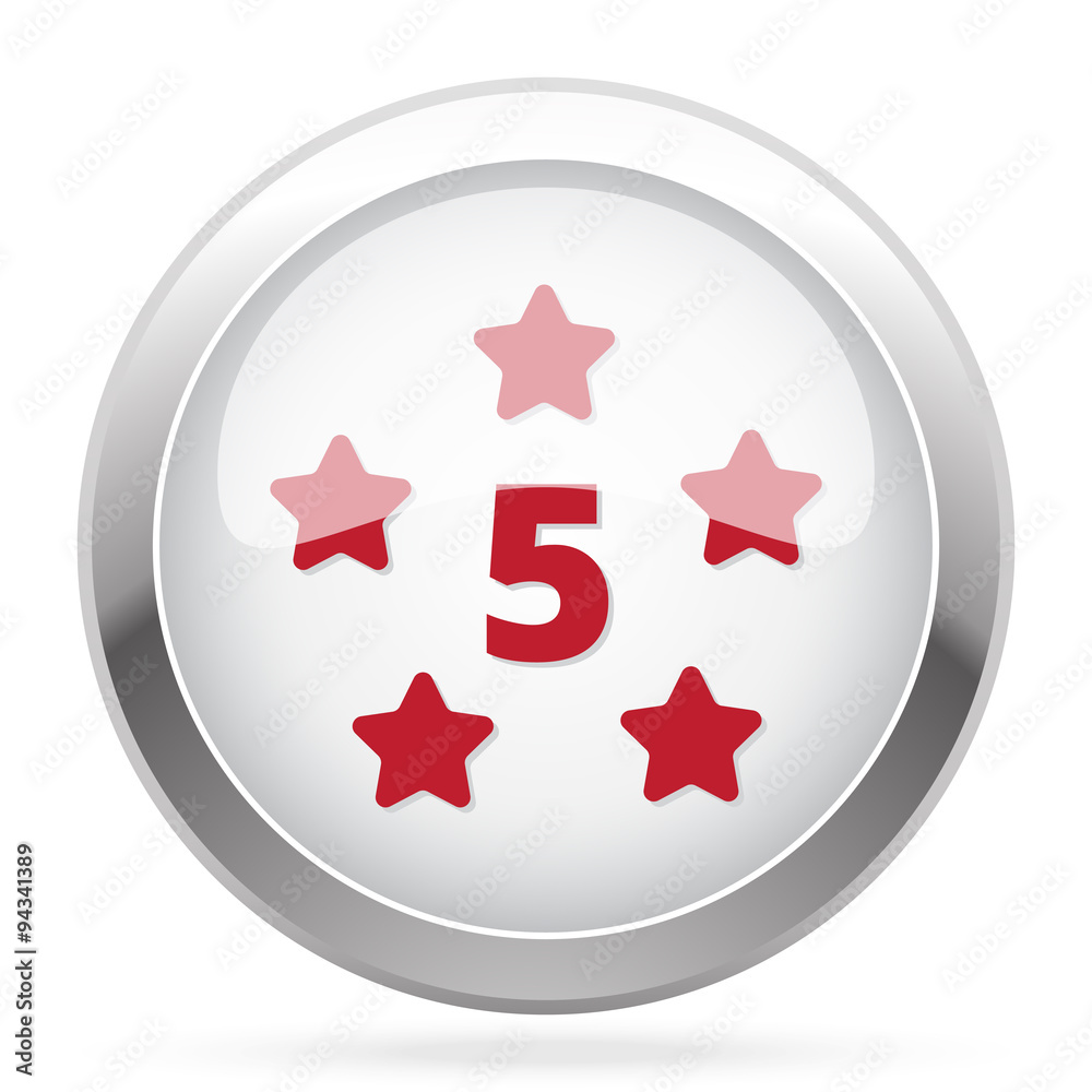 Red Five Star icon on chrome web button Red Five Star icon on chrome web button