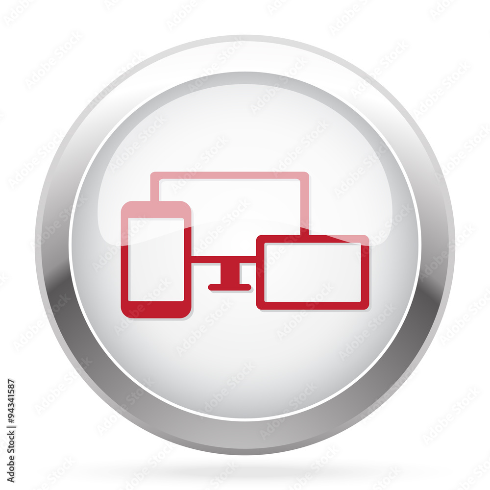 Red Responsive Media Design icon on chrome web button Red Responsive Media Design icon on chrome web button
