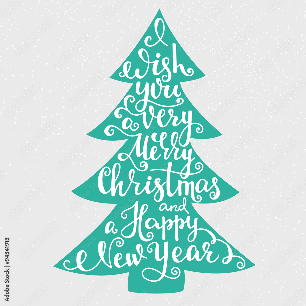 Obraz premium Merry Christmas Happy New Year lettering