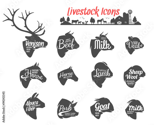 Livestock Icons Collection. Livestock Labels Templates