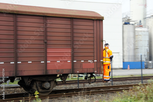 Lok- und Rangierführer auf Güterwaggon