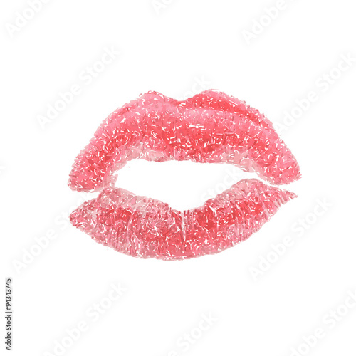 Lipstick kiss on white background. Vector illustration