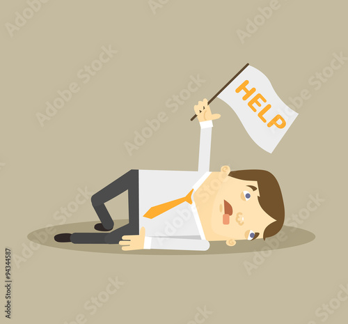 Tired worker. Vector flat illustration