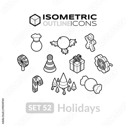 Isometric outline icons set 52
