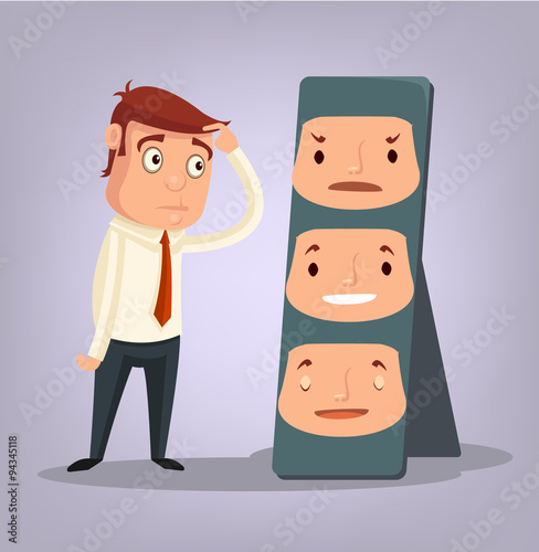 Businessman select mask. Vector flat illustration