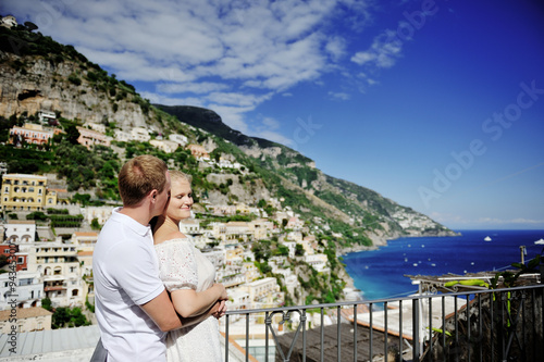happy couple in Positano, Amalfi coast, Italy © tanialerro