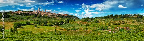 Panoramic view on San Gimignano, one of the nicest villages of Italy photo