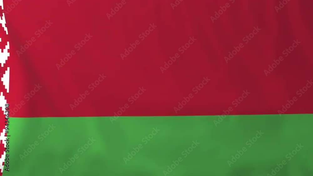 Flag of Belarus, slow motion waving. Rendered using official design and colors. Highly detailed fabric texture. Seamless loop in full 4K resolution. ProRes 422 codec. Flag of Belarus, slow motion waving. Rendered using official design and colors. Highly detailed fabric texture. Seamless loop in full 4K resolution. ProRes 422 codec.