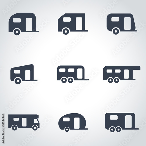 Vector black trailer icon set