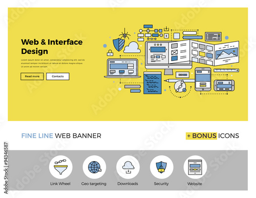 Website design flat line banner