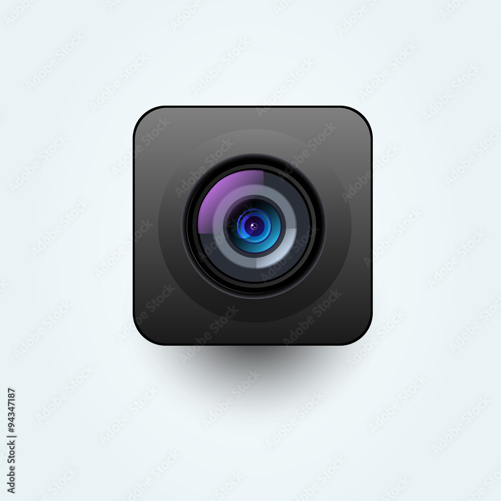 Vector photo camera lens black illustration Vector photo camera lens black illustration